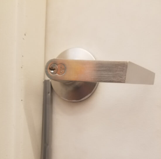 dallas-locksmith-rekeying-keyed-lever-door-lock-img Locksmith rekeying a keyed lever door lock in Dallas
