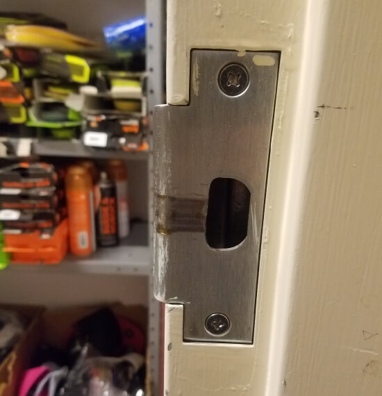 access-control-electric-strike-service-dallas-door-img Access control electric strike serviced on a Dallas door